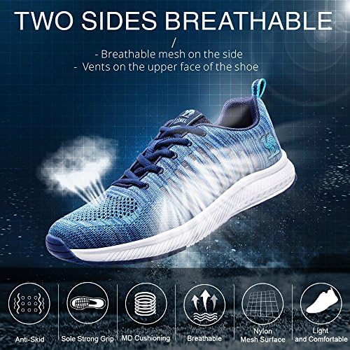 DEVE Kılçık erkek koşu ayakkabıları Hafif Örgü Atletik Sneakers Spor Kaymaz Moda, Açık Mavi, Boyutu 11