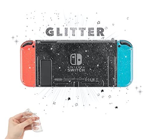 BelugaDesign Glitter Temizle Anahtarı Durum / Kabuk ile Uyumlu Nintendo Anahtarı Standart / Dockable Kristal Koruyucu Kapak