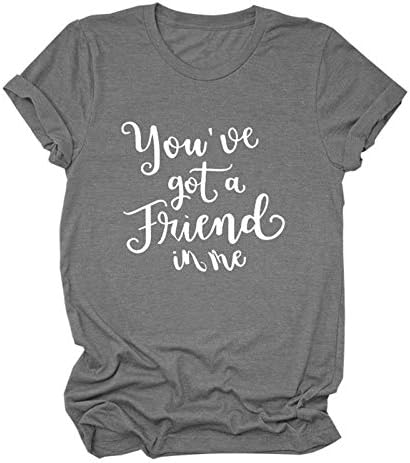 Dosoop Bana Bir Arkadaşım Var T-Shirt Kadınlar ıçin Komik Mektup Baskılı Grafik Rahat Kısa Kollu Tee Gömlek Tops Bluz