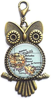 AllMapsupplier Moda Baykuş Fermuar Çekme, Tahiti harita Istakoz Toka, Tahiti harita Baykuş Fermuar Çekme, Tahiti Baykuş Fermuar