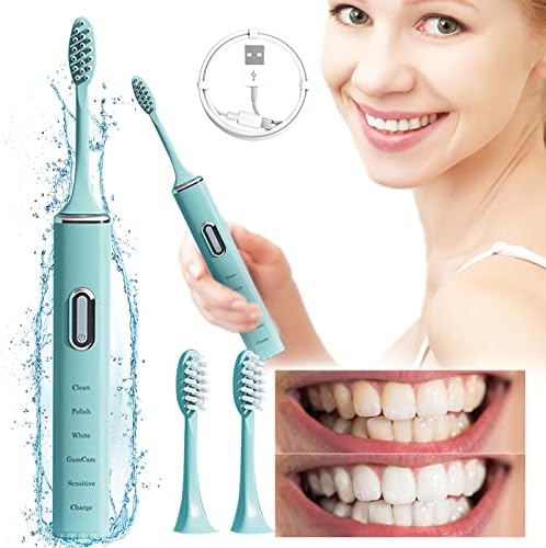 QICHA Elektrikli Diş Fırçası İçme Kaybı Şarj Tel ile 3 Fırça Kafaları Temizleme 5 Modları Derin Temiz Taze Nefes Sağlıklı Gülümseme