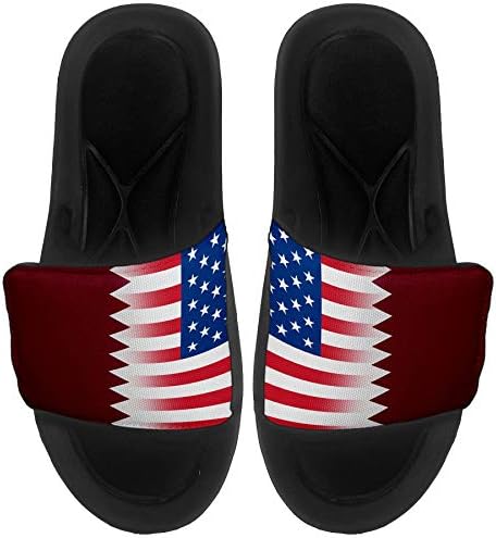 ExpressİtBest Yastıklı Slide-On Sandalet / Erkekler, Kadınlar ve Gençler için Slaytlar - Katar Bayrağı (Katar) - Katar Bayrağı