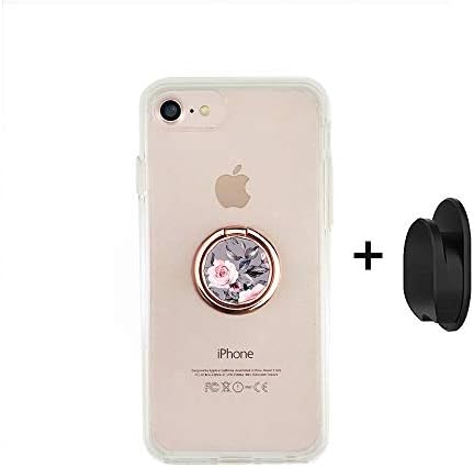 Parmak Yüzük Standı Sevimli Gri Pembe Çiçek 360° Rotasyon Cep Telefonu Yüzük Standı Tutucu Kavrama Kickstand iPhone Samsung