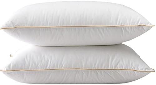 KOPASD Kaz tüyü Yastık Boyun Yastıklar Uyku Yatak Yastıklar için %100 % Pamuk Kabuk ile Altın Rahat Yastık (Renk: Bir, Boyutu: