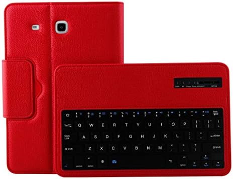 DDETAO için Galaxy Tab E 9.6 / T560 2 in 1 Ayrılabilir Bluetooth Klavye Litchi Doku Deri Kılıf ile Tutucu(Siyah) (Renk: Kırmızı)