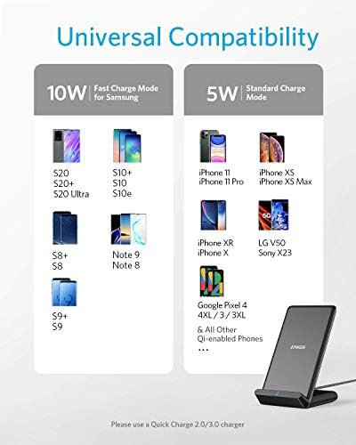 Anker Kablosuz Şarj Cihazı, 313 Kablosuz Şarj Cihazı (Stand), Qi Sertifikalı iPhone 12, 12 mini, 12 Pro Max, SE, 11, 11 Pro,