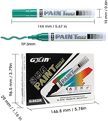 Yeni! Boya Kalemleri | Orta Ucu Boya İşaretleri Tabanlı GXİN Yeşil Boya Kalemleri (12 Paket) | Opak Boya Kalemleri | Petrol