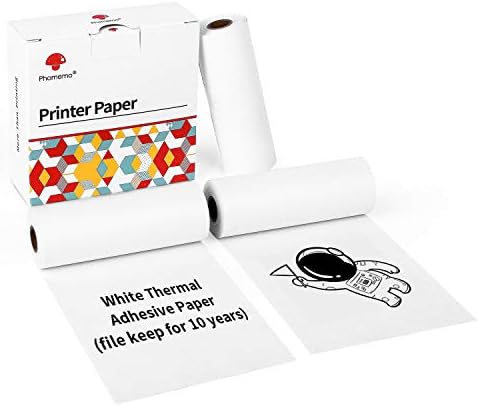 Memoqueen M03 Mini Yazıcı Kağıdı, Beyaz Yapışkansız Kağıt Termal Kağıt Baskı Kağıdı, 80mmx8m, Siyah Metin, 3 rulo, Görüntüler