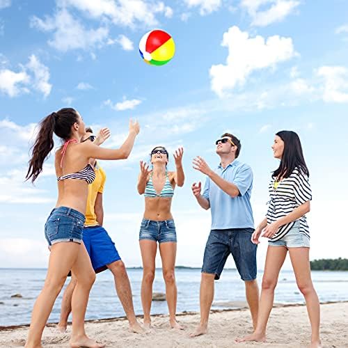 Mototo 24 Paket Şişme Plaj Topları Klasik Gökkuşağı Renk Yüzme Havuzu Topları, doğum Günü Havuzu Parti Iyilik Yaz Su Plaj Oyunu