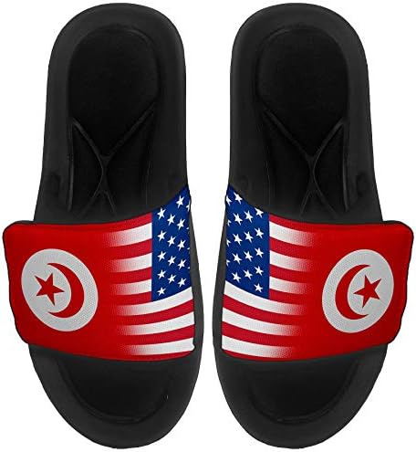 ExpressİtBest Yastıklı Slide-On Sandalet / Erkekler, Kadınlar ve Gençler için Slaytlar-Tunus Bayrağı (Tunus) - Tunus Bayrağı