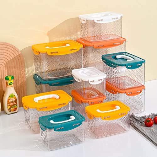 SİUGİWEBN Buzdolabı saklama kutusu Gıda Sınıfı Dondurucu saplı kutu Şeffaf Ev Plastik Mühürlü Taze Tutma Kutusu (Beyaz)