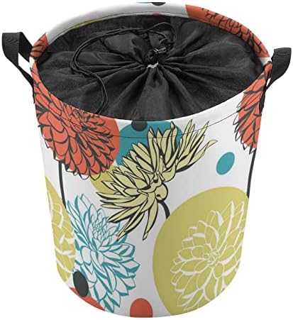 Soyut Dahlia Çiçekler Katlanabilir çamaşır Sepeti Sepet Depolama Organizatör Giysi Oyuncak Koleksiyonu İçin Kapaklı
